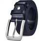Blue / 90 Men's Classic Stitched Leather Belt - skyjackerz
