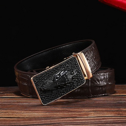 5 / 105 cm Men's Crocodile Head Genuine Leather Belt - skyjackerz