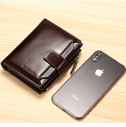 Men's Zipper Anti-Scam Leather Wallet - skyjackerz