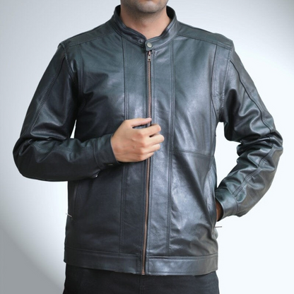 Medium Triple stitched Black Leather Jacket For Men - skyjackerz