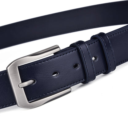 Black-BK / 90 Men's Classic Stitched Leather Belt - skyjackerz