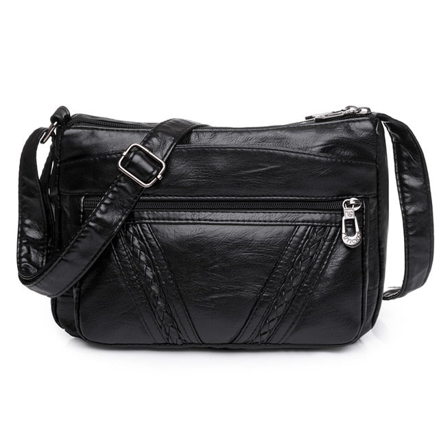 Black-10 Isabella Leather Shoulder Bags For Women - skyjackerz