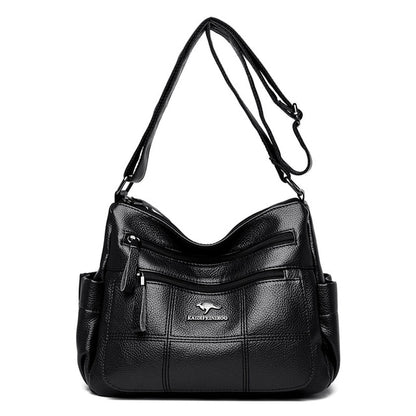 Black Amy Leather Handbag for Women - Practical Leather Purse - skyjackerz