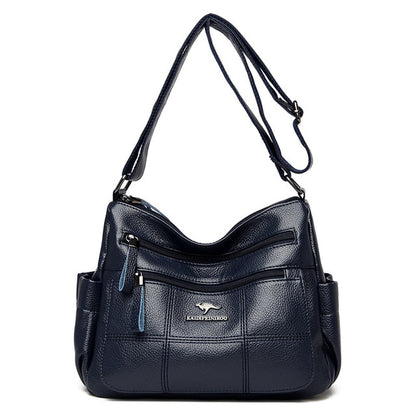 Blue Amy Leather Handbag for Women - Practical Leather Purse - skyjackerz