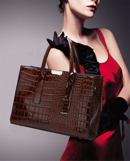 Brown Women's Crocodile Leather Handbag - Designer Purse - skyjackerz