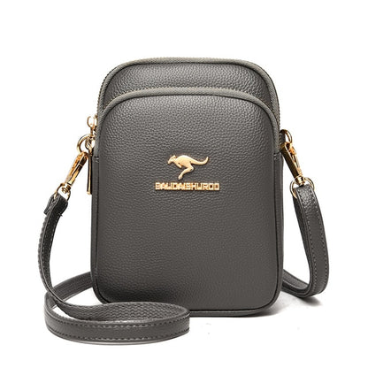 Gray Women's Leather Crossbody Purse - Shell Design Shoulder Bag - skyjackerz