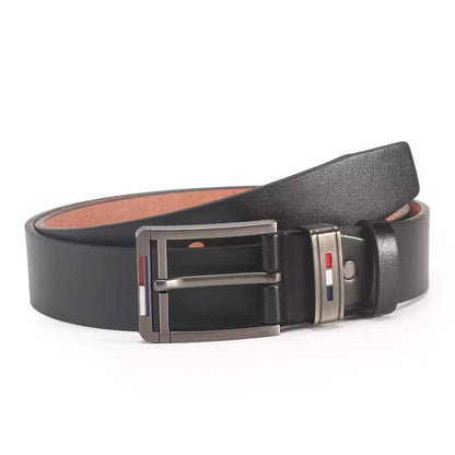 Black-V3 / 125 cm Men's Alloy Square Buckle Leather Belt - skyjackerz
