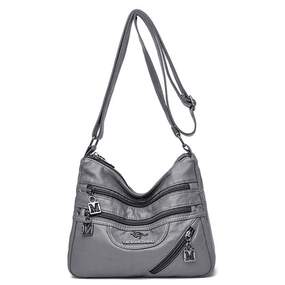 Gray Maria Leather Crossbody Purse for Women - Versatile Handbag - skyjackerz