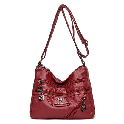 Burgundy Maria Leather Crossbody Purse for Women - Versatile Handbag - skyjackerz