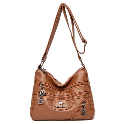 Yellow Brown Maria Leather Crossbody Purse for Women - Versatile Handbag - skyjackerz