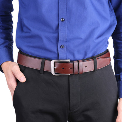Black-BK / 90 Men's Classic Stitched Leather Belt - skyjackerz
