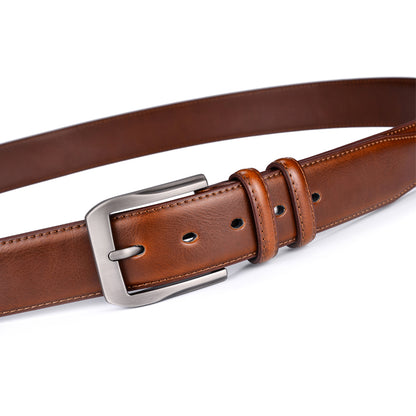 Black-BK / 90 Men's Classic Stitched Leather Belt - skyjackerz