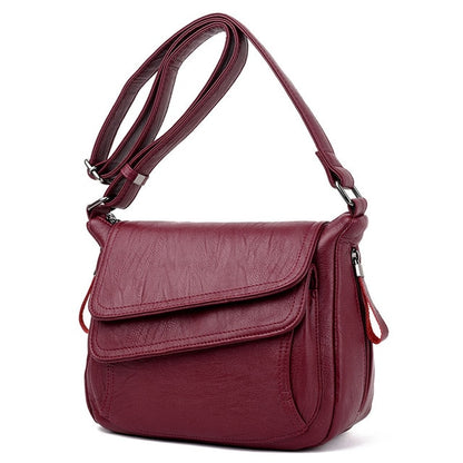 Burgundy Women's Leather Shoulder Bag - Faith Design Handbag - skyjackerz