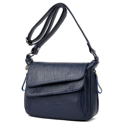Blue Women's Leather Shoulder Bag - Faith Design Handbag - skyjackerz