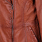 Alden Brown Cognac Leather Jacket For Women - skyjackerz