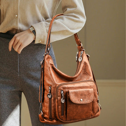 Yellow Vintage Leather Backpack for Women - Classic Leather Bag - skyjackerz