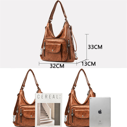 Yellow Vintage Leather Backpack for Women - Classic Leather Bag - skyjackerz