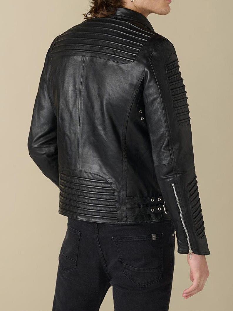 Brooklyn Biker Black Leather Jacket For Men