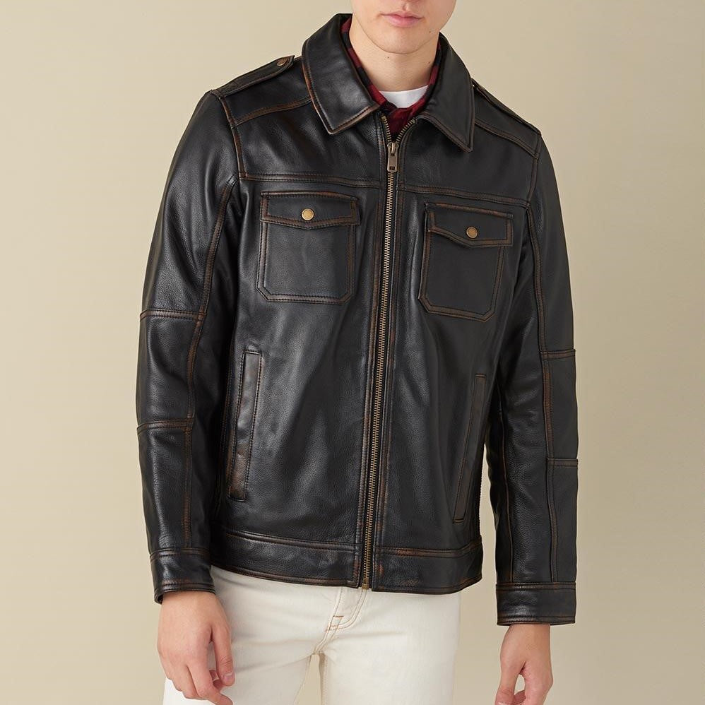 Matt: Men's Black Leather Jacket