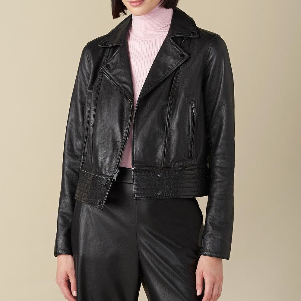 Denise Black Biker Jacket For Women - skyjackerz