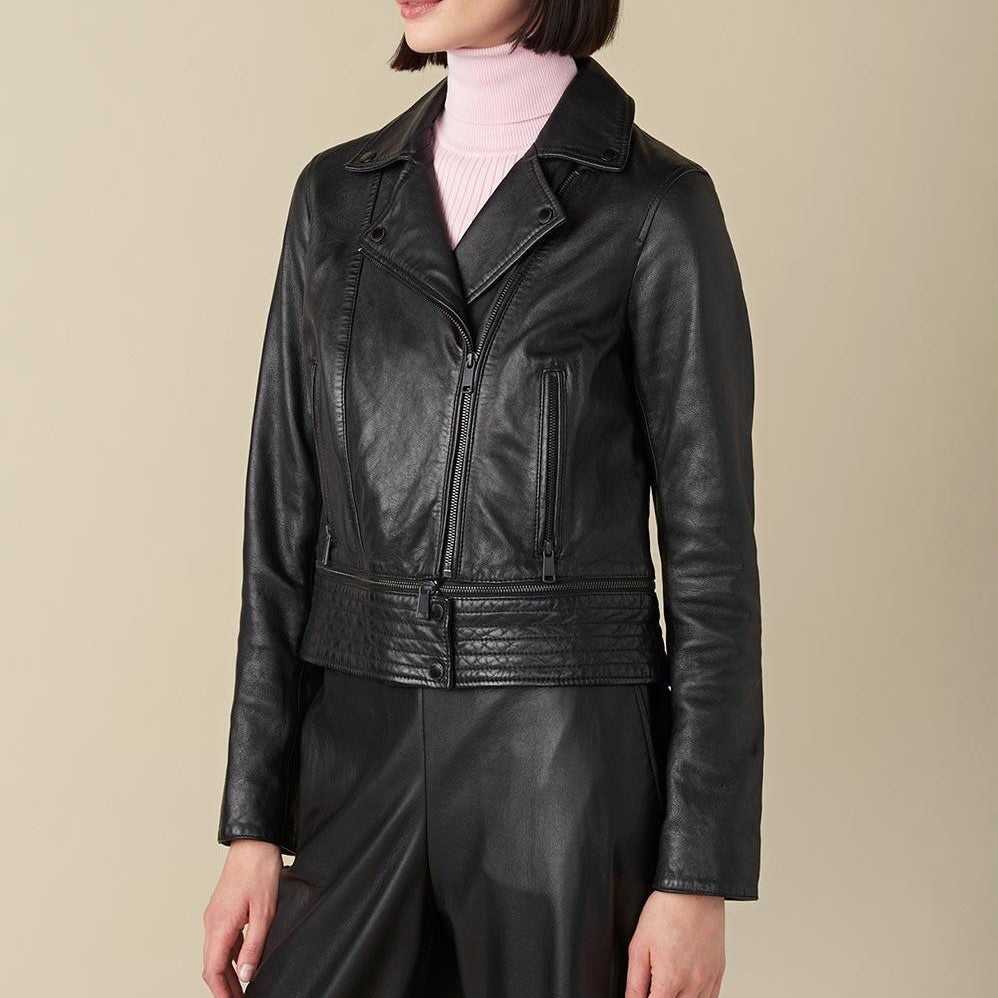 Denise Black Biker Jacket For Women - skyjackerz