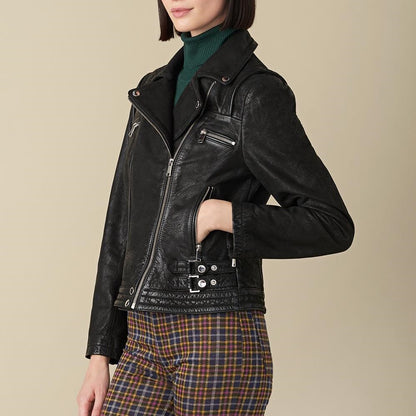Stacey Biker Leather Jacket For Women - skyjackerz
