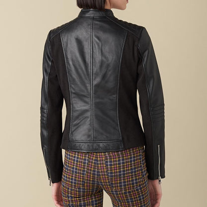 X Small Jules Black Biker Leather Jacket For Women - skyjackerz