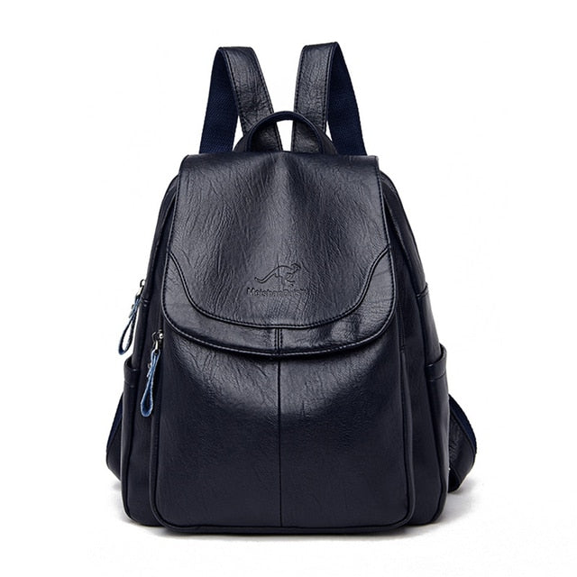 Dark blue Grace Leather Backpack for Women - Stylish Leather Bag - skyjackerz