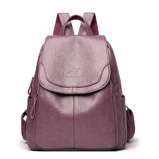 Purple Grace Leather Bagpack For Women - skyjackerz