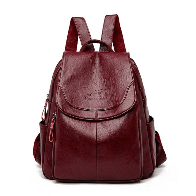 Burgundy Grace Leather Backpack for Women - Stylish Leather Bag - skyjackerz