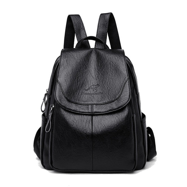 Black Grace Leather Bagpack For Women - skyjackerz