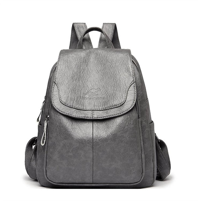 Gray Grace Leather Bagpack For Women - skyjackerz