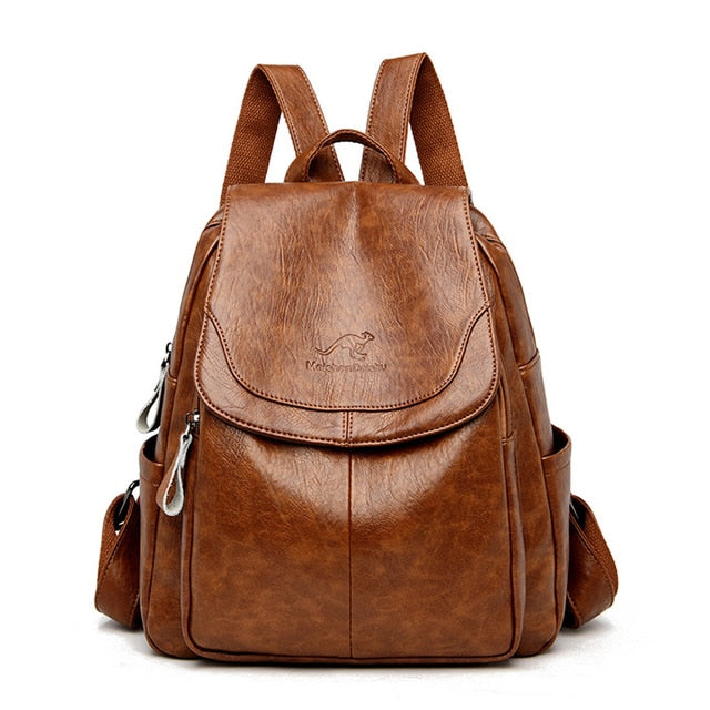 Brown Grace Leather Bagpack For Women - skyjackerz