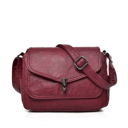 Retro Burgundy Women's Leather Crossbody Messenger Bag - Stylish Purse - skyjackerz