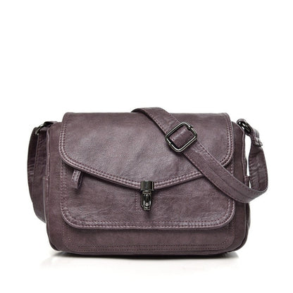 Retro Purple Women's Leather Crossbody Messenger Bag - Stylish Purse - skyjackerz