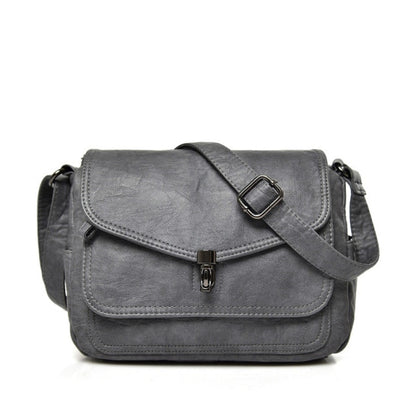 Retro Gray Women's Leather Crossbody Messenger Bag - Stylish Purse - skyjackerz
