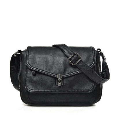 Retro black Women's Leather Crossbody Messenger Bag - Stylish Purse - skyjackerz
