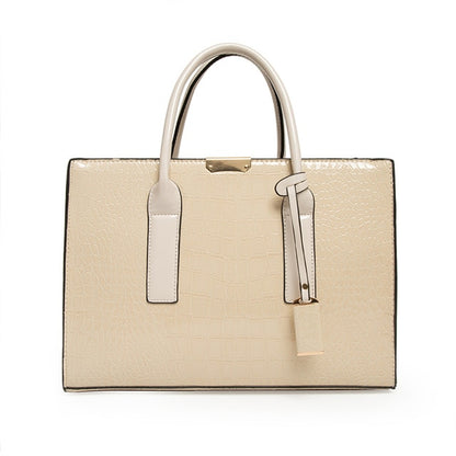 Beige Women's Crocodile Leather Handbag - Designer Purse - skyjackerz