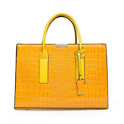 Yellow Women's Crocodile Leather Handbag - Designer Purse - skyjackerz