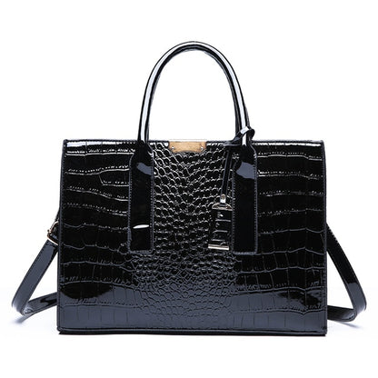 Black Women's Crocodile Leather Handbag - Designer Purse - skyjackerz