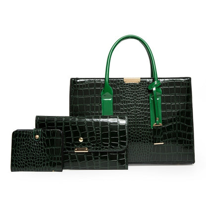 Green-3 Women's Crocodile Leather Handbag - Designer Purse - skyjackerz