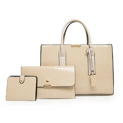 Beige-3 Women's Crocodile Leather Handbag - Designer Purse - skyjackerz