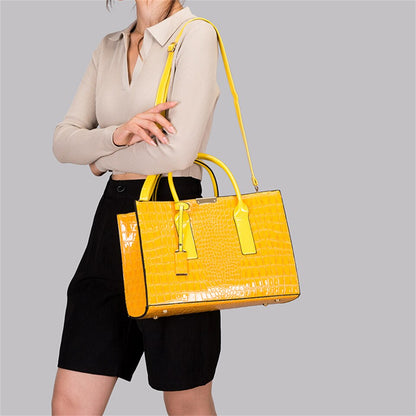 Brown Women's Crocodile Leather Handbag - Designer Purse - skyjackerz