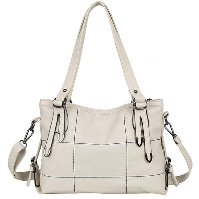 Quality beige Leana Leather Handbag For Women - skyjackerz
