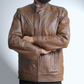 Crossover Light Brown Leather Jacket For Men - skyjackerz