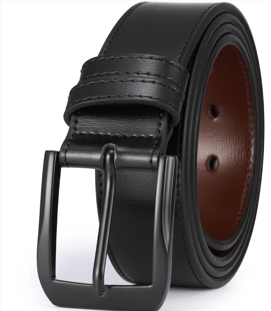 Black-BK / 90 Men's Classic Stitched Leather Belt - skyjackerz