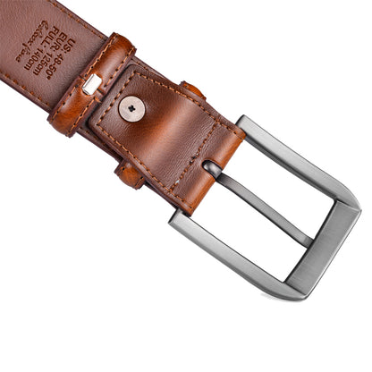Black-BK / 90 Men's Classic Stitched Leather Belt - skyjackerz