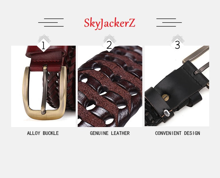 Men's Braided Leather Belt - skyjackerz