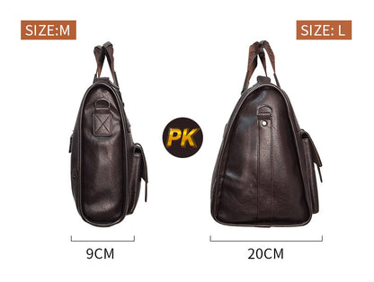 Black M Wellvo Leather Laptop Bag - skyjackerz