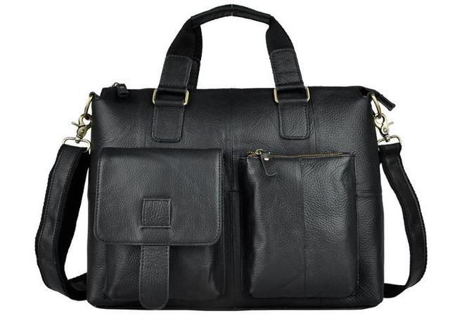 black Attache Portfolio Leather Laptop Bag For Men - skyjackerz